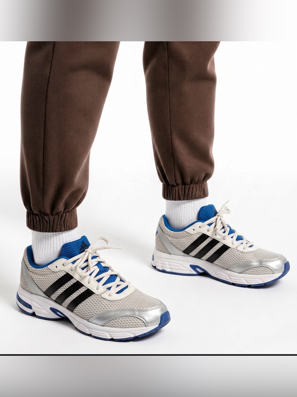 Adidas Metallic Silver and Blue Sneakers